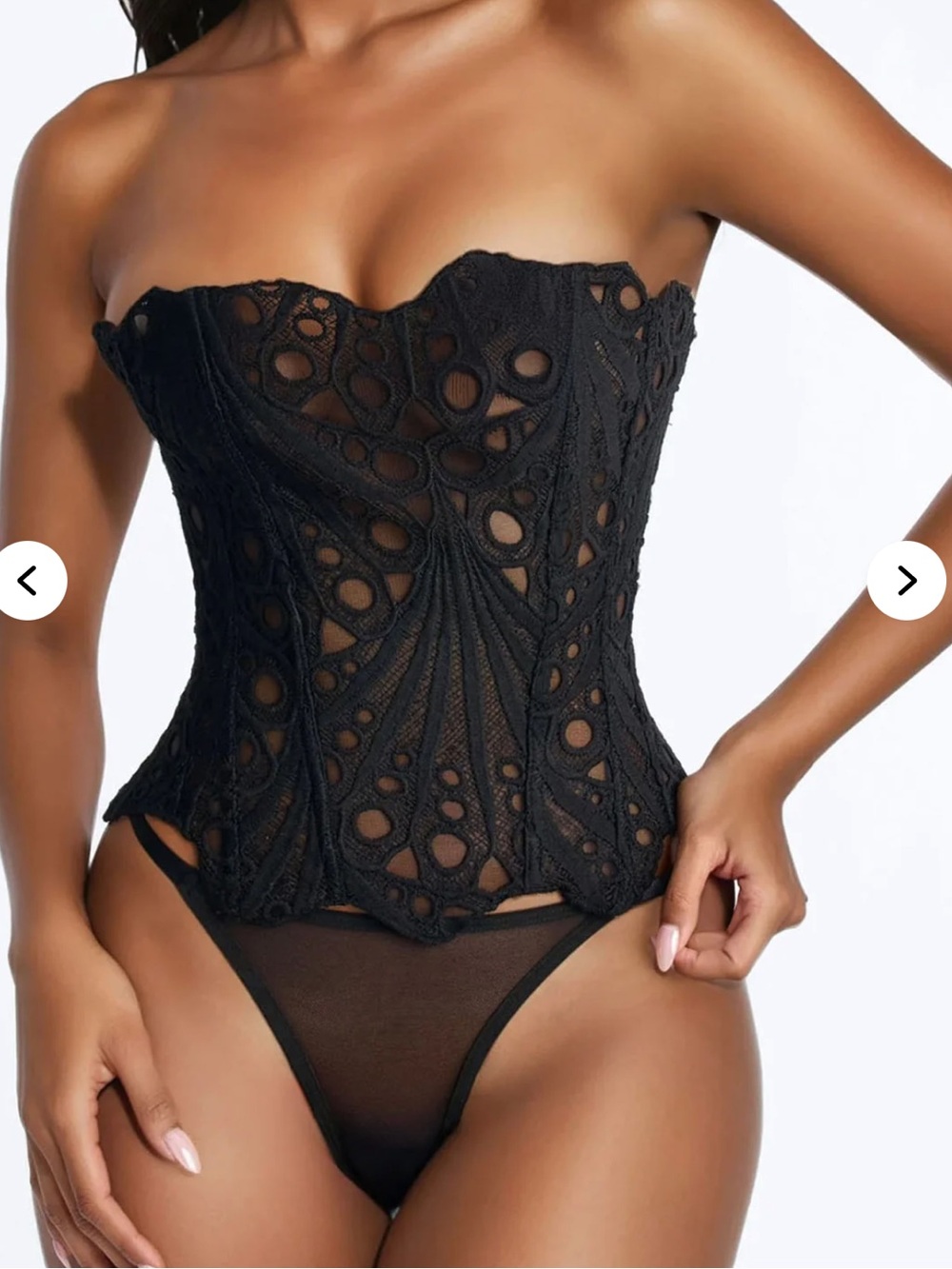 Fashion Nova Black Strapless Lace Corset Bandeau